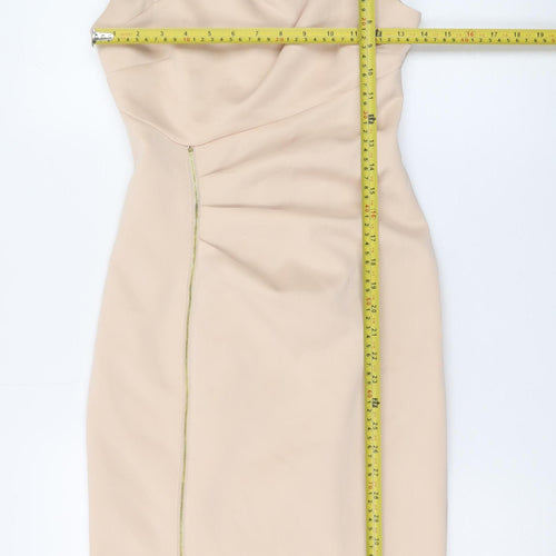 Lipsy Women’s Beige One Shoulder Bodycon Dress Size 8