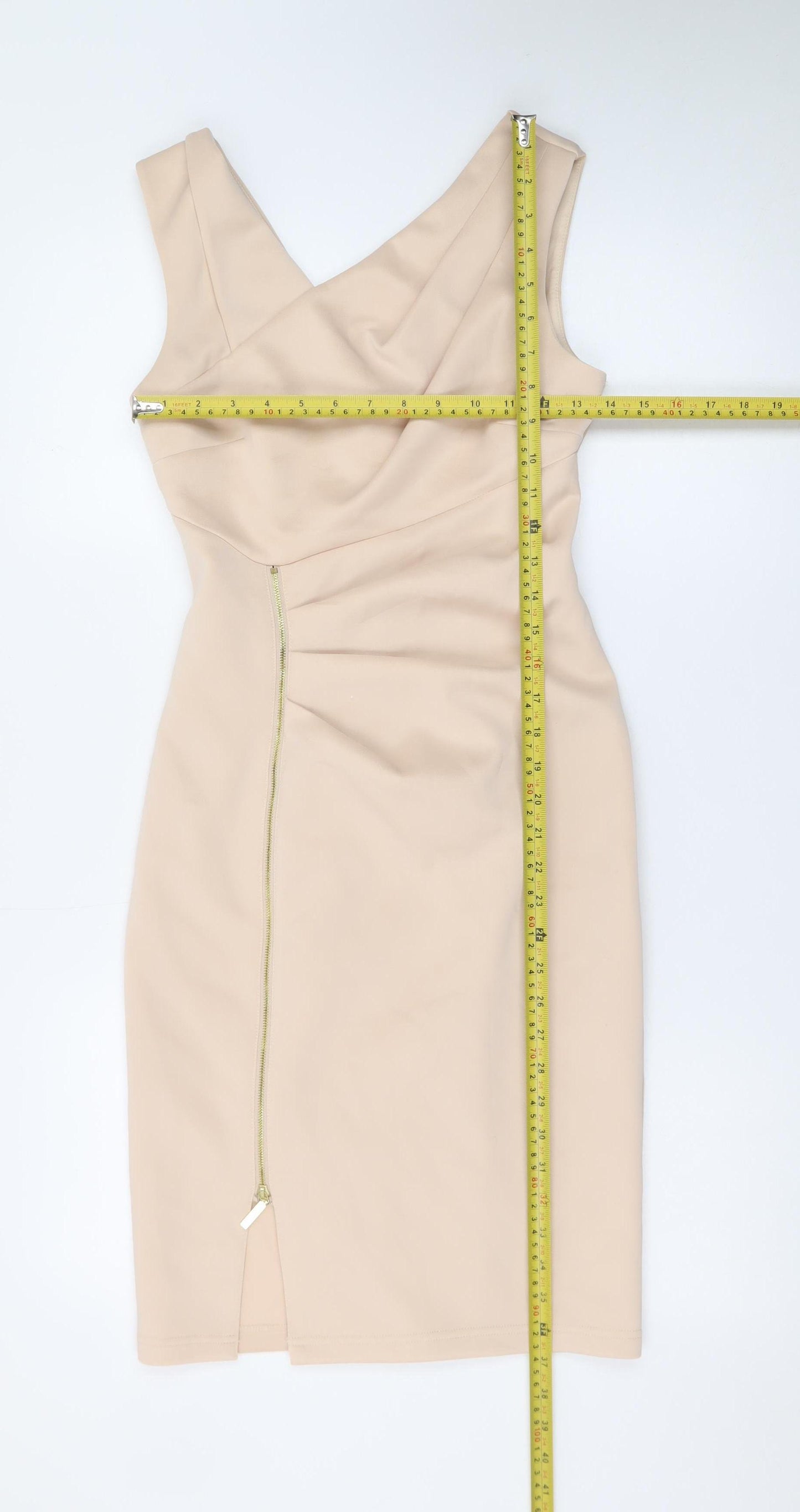 Lipsy Women’s Beige One Shoulder Bodycon Dress Size 8