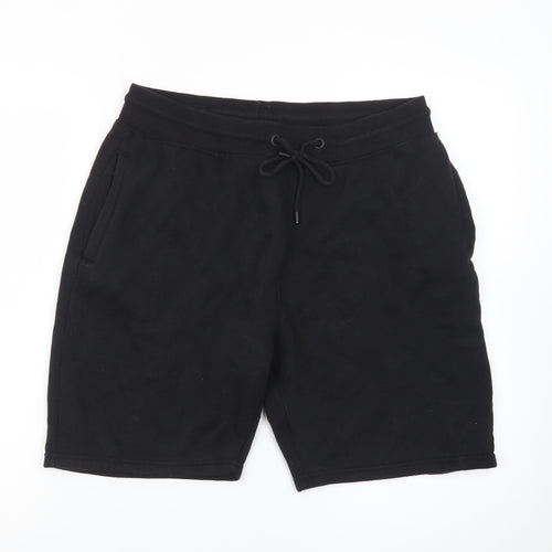 Threadbare Men's Black Sweat Shorts M Elastic Waist Casual