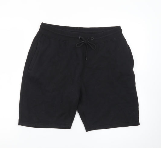 Threadbare Men's Black Sweat Shorts M Elastic Waist Casual