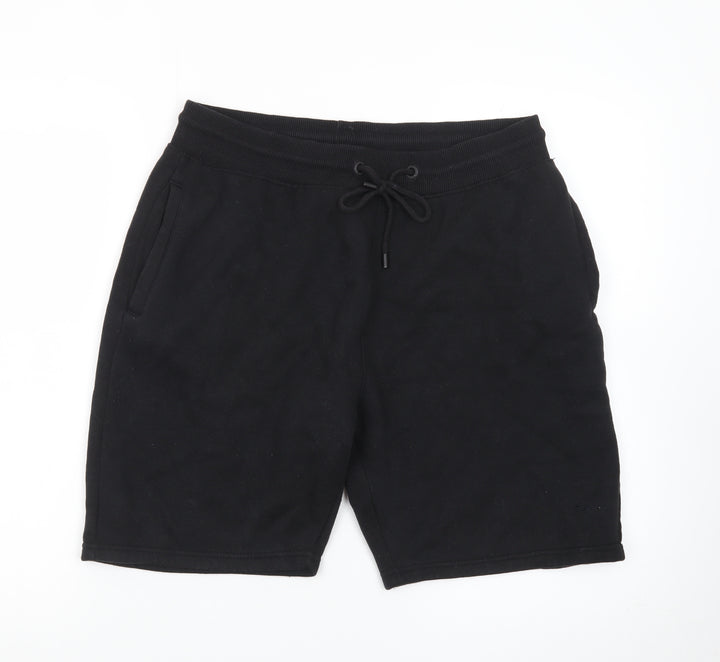 Threadbare Men's Black Sweat Shorts M Elastic Waist Casual