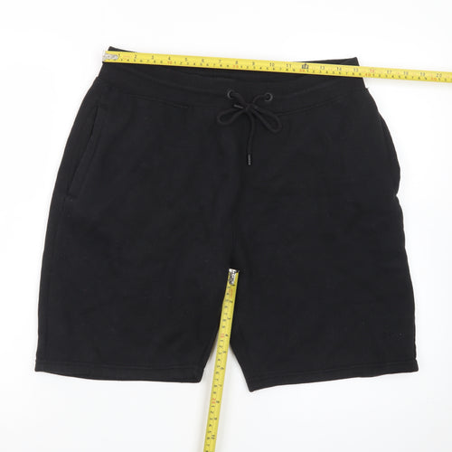 Threadbare Men's Black Sweat Shorts M Elastic Waist Casual