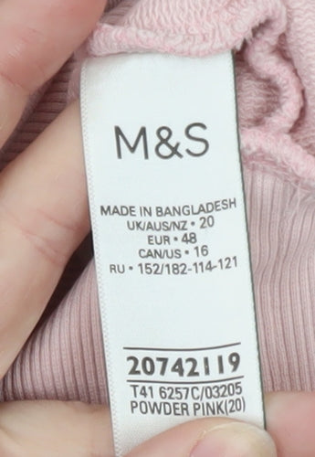 Marks and Spencer Womens Powder Pink Pullover Hoodie Size 20