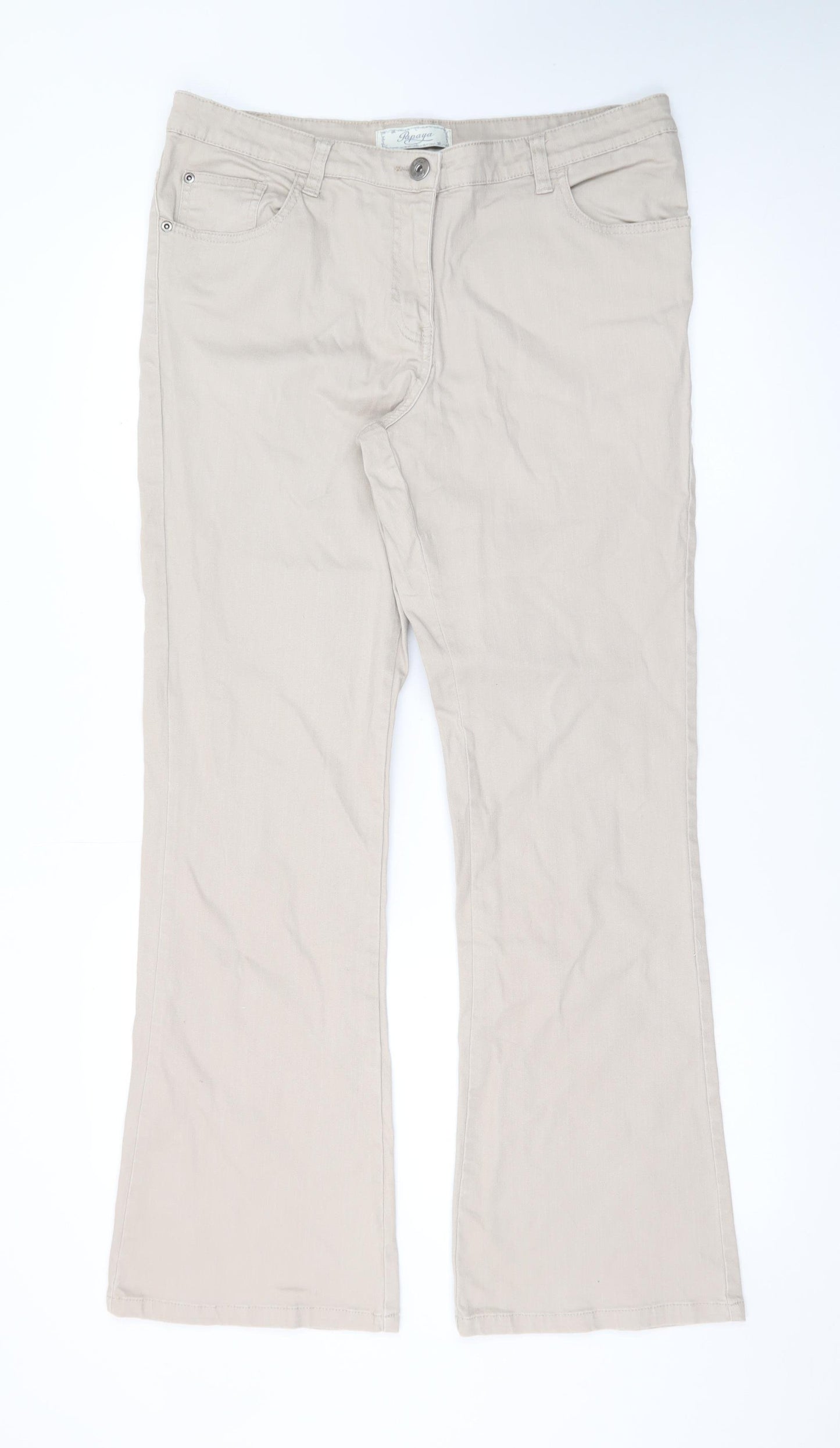 Papaya Women Beige Size 14 Bootcut Stretch Cotton Jeans