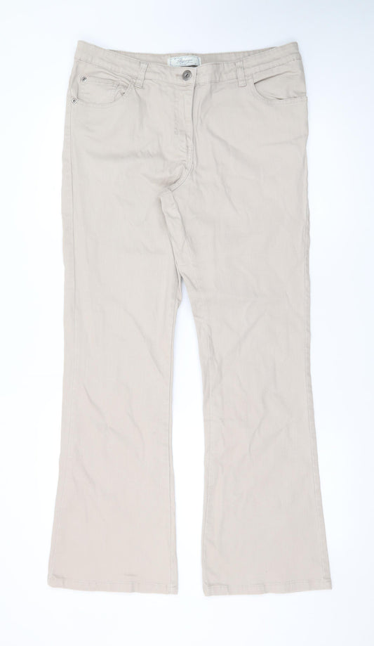 Papaya Women Beige Size 14 Bootcut Stretch Cotton Jeans