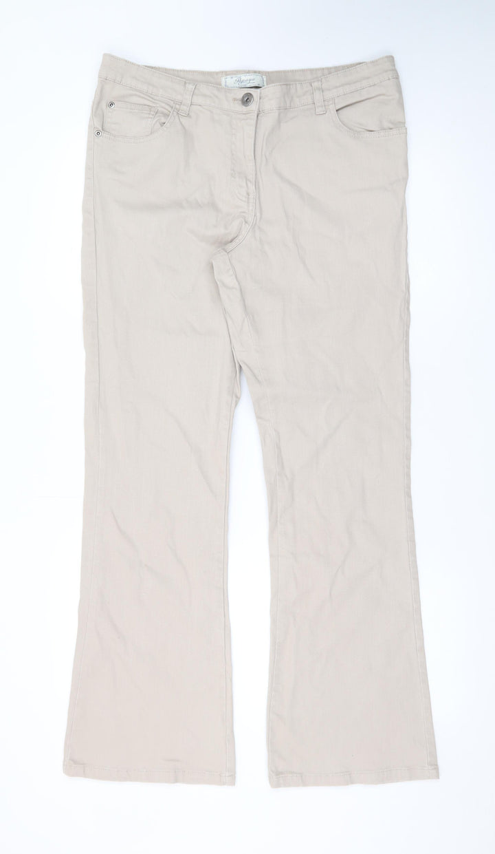Papaya Women Beige Size 14 Bootcut Stretch Cotton Jeans