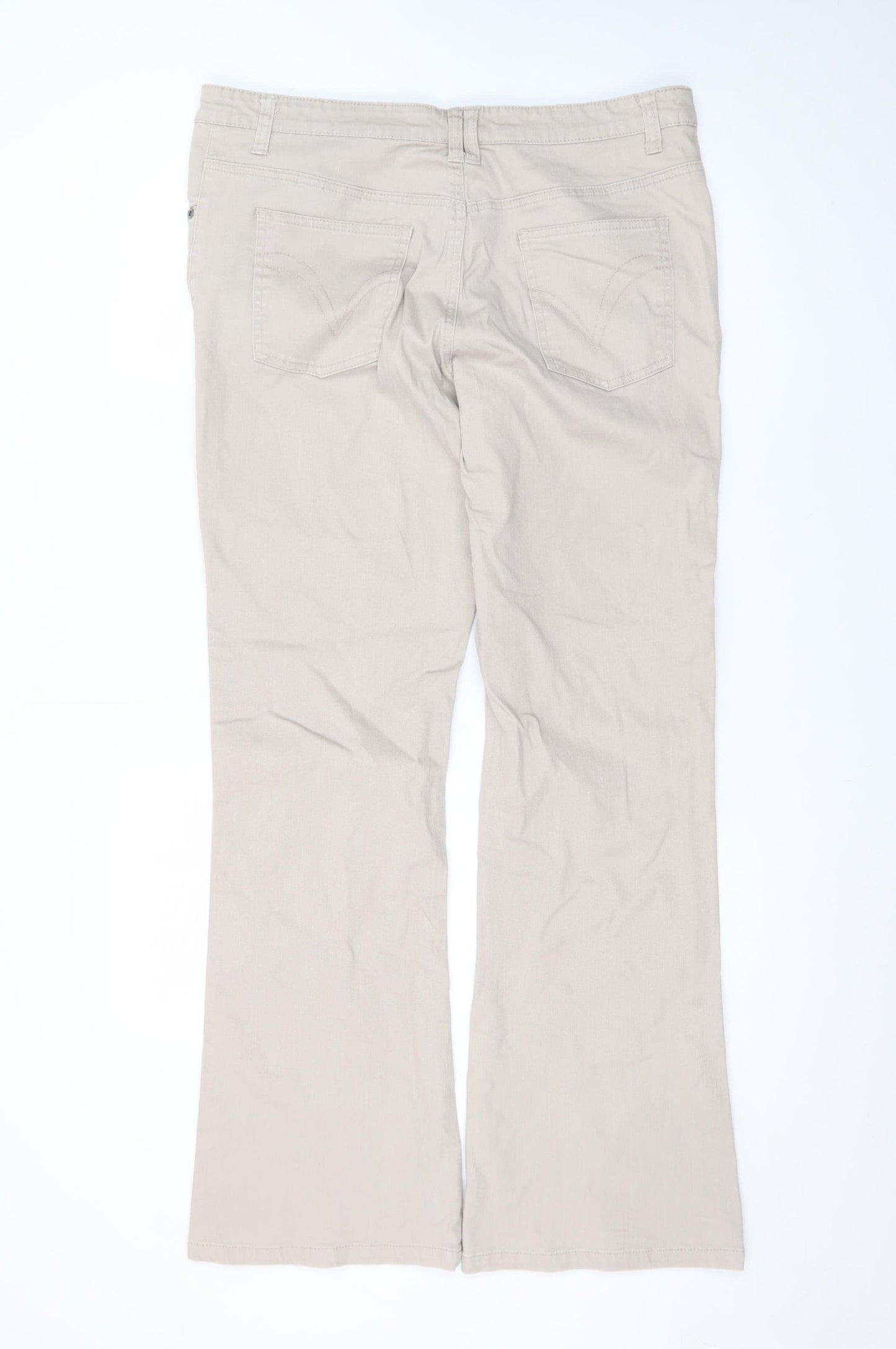 Papaya Women Beige Size 14 Bootcut Stretch Cotton Jeans