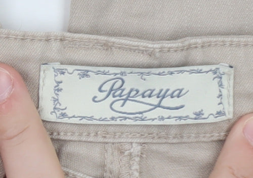 Papaya Women Beige Size 14 Bootcut Stretch Cotton Jeans