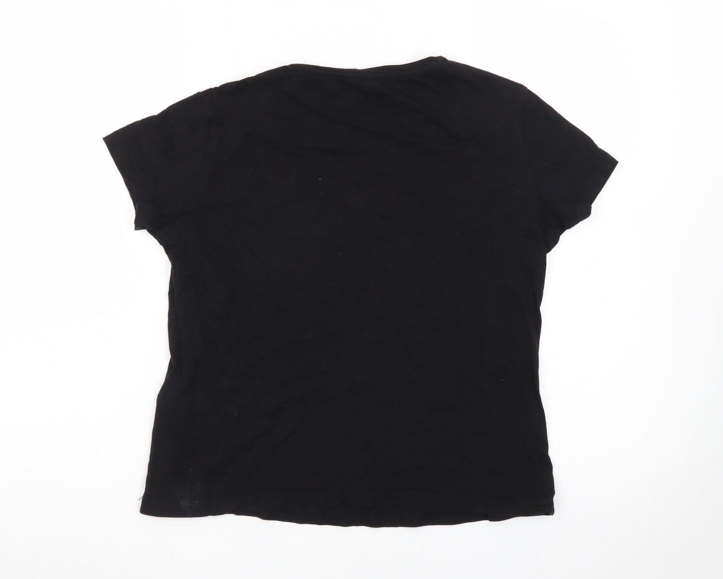 Guess Women’s Black Cotton Logo T-Shirt Size 4 Short Sleeve
