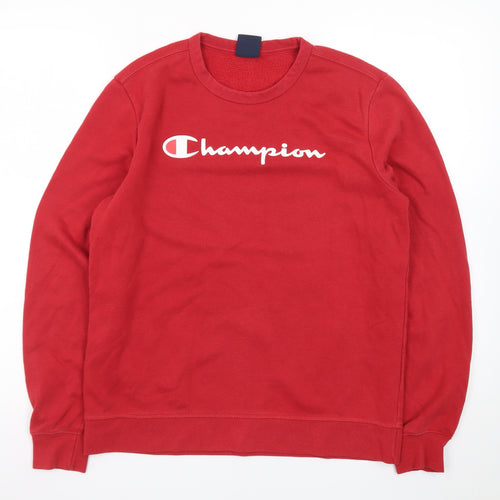 Champion Womens Red Crew Neck Pullover Sweatshirt Size L Classic Fit