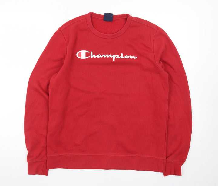 Champion Womens Red Crew Neck Pullover Sweatshirt Size L Classic Fit