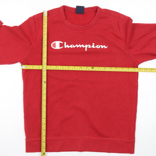 Champion Womens Red Crew Neck Pullover Sweatshirt Size L Classic Fit