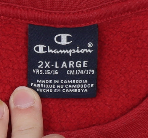 Champion Womens Red Crew Neck Pullover Sweatshirt Size L Classic Fit