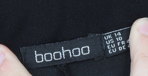 Boohoo Women Black Size 14 Bootcut Jeans with Slit Hem
