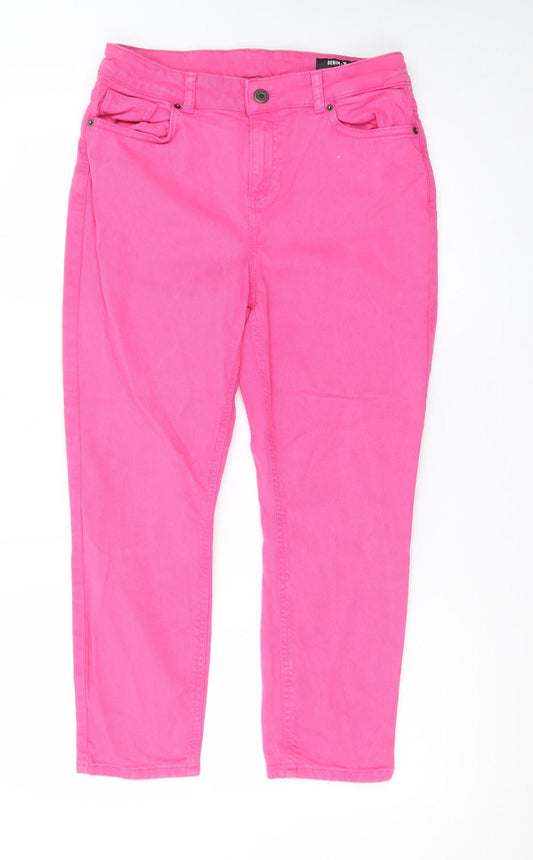 Tu Womens Pink Slim Fit Cropped Jeans Size 12 Cotton Blend
