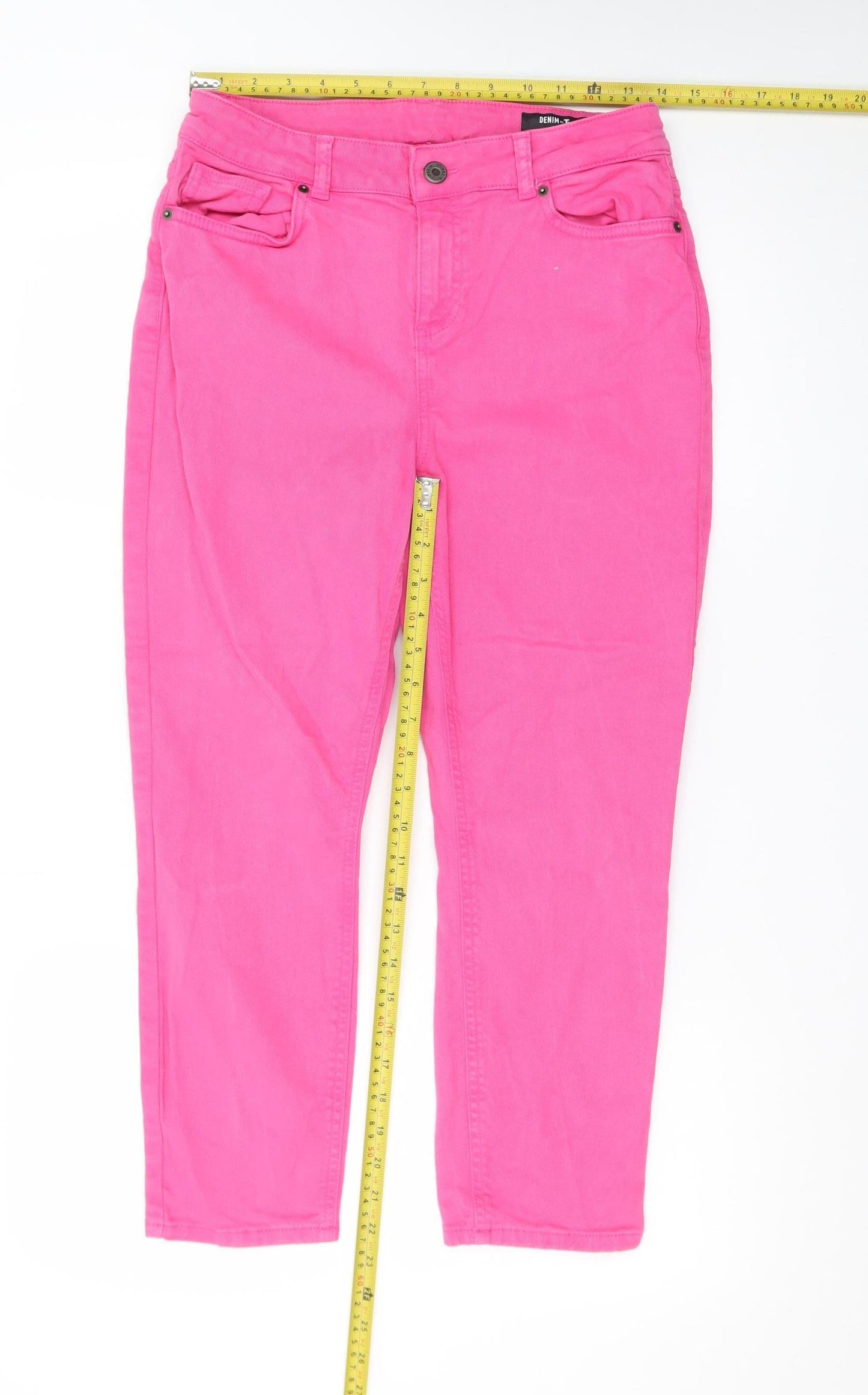 Tu Womens Pink Slim Fit Cropped Jeans Size 12 Cotton Blend
