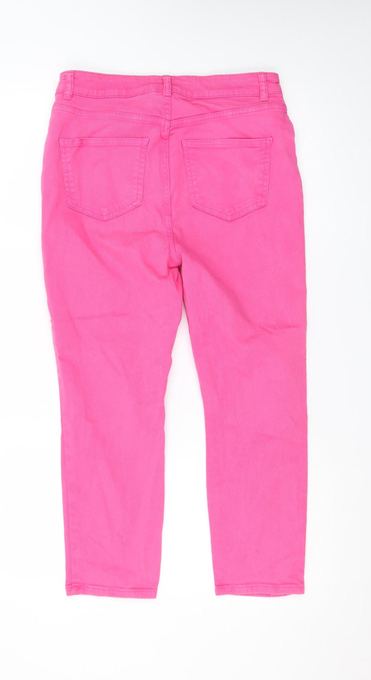 Tu Womens Pink Slim Fit Cropped Jeans Size 12 Cotton Blend
