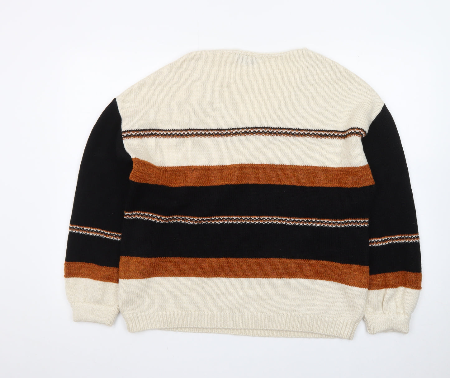 Bodyflirt Women’s Beige Black Brown Striped V-Neck Pullover Jumper M