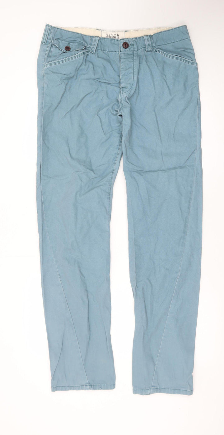 George Men’s Blue Chino Trousers 34W 33L Regular Fit Cotton