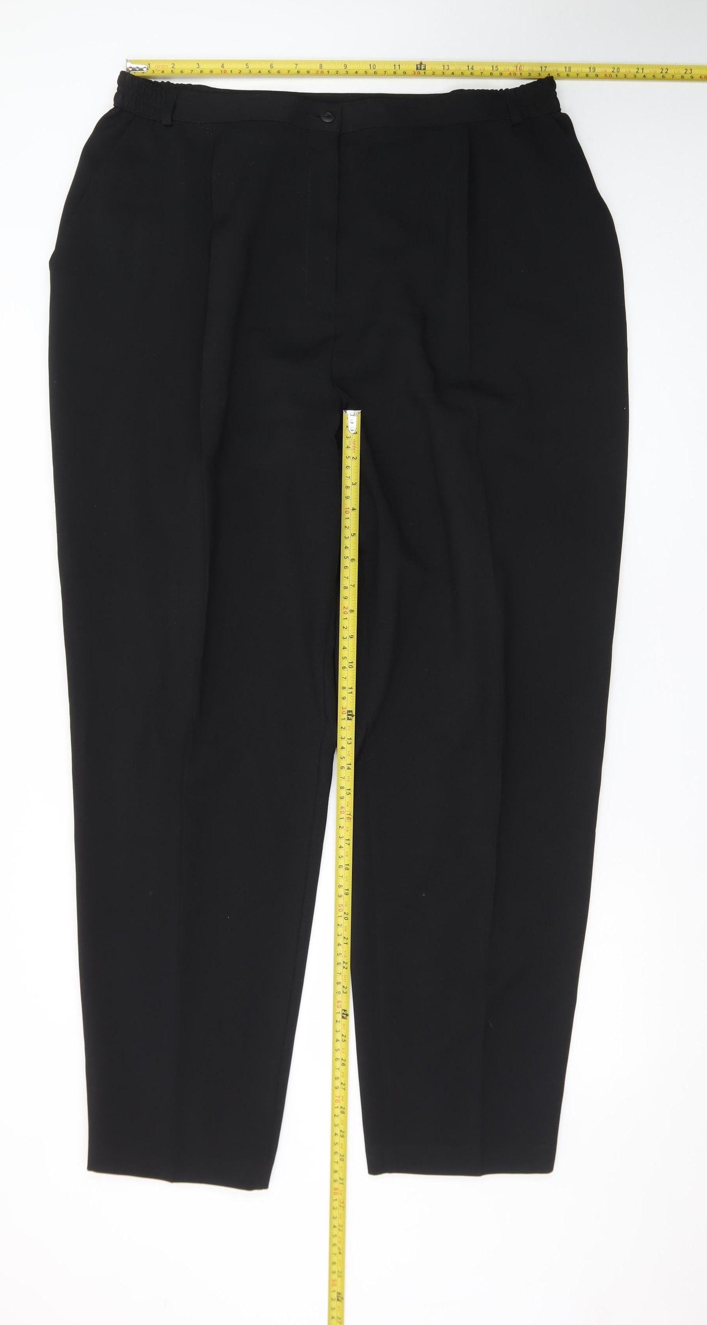 Marks and Spencer Women's Black Size 22 Long Tapered Trousers