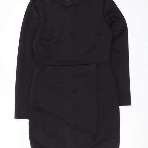 Missguided Womens Black Size 14 Bodycon Long Sleeve Party Dress