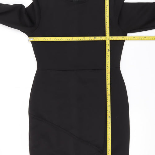 Missguided Womens Black Size 14 Bodycon Long Sleeve Party Dress