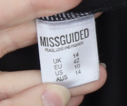Missguided Womens Black Size 14 Bodycon Long Sleeve Party Dress