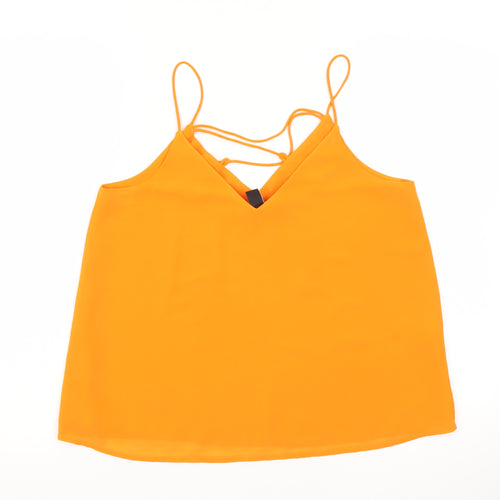 New Look Women's Orange Camisole Tank Top Size 10 V-Neck Spaghetti Strap