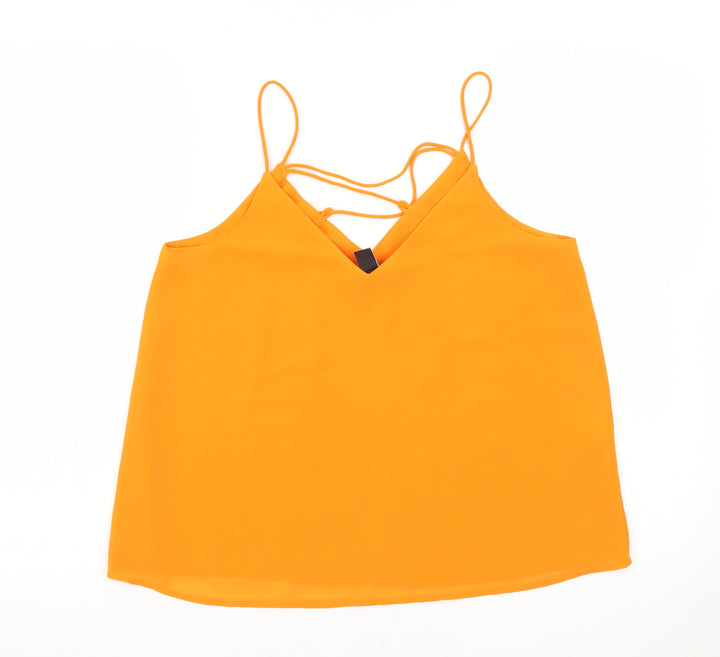 New Look Women's Orange Camisole Tank Top Size 10 V-Neck Spaghetti Strap