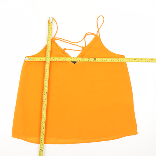 New Look Women's Orange Camisole Tank Top Size 10 V-Neck Spaghetti Strap