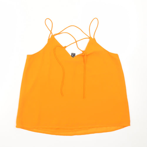 New Look Women's Orange Camisole Tank Top Size 10 V-Neck Spaghetti Strap
