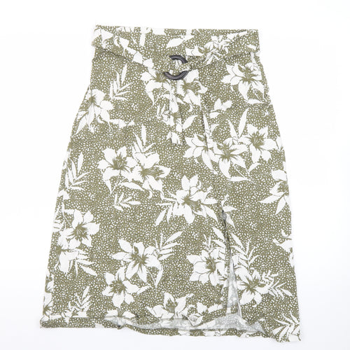 Tu Women Green Floral A-Line Knee Length Cotton Skirt Size 12