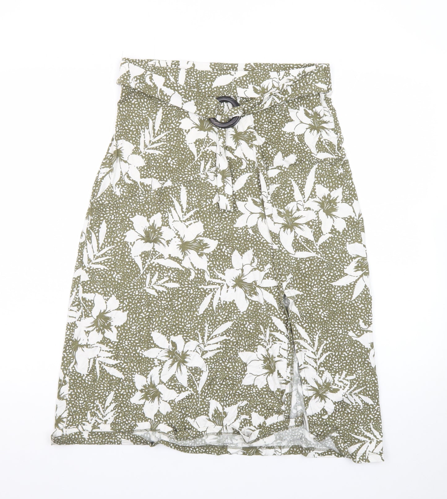 Tu Women Green Floral A-Line Knee Length Cotton Skirt Size 12
