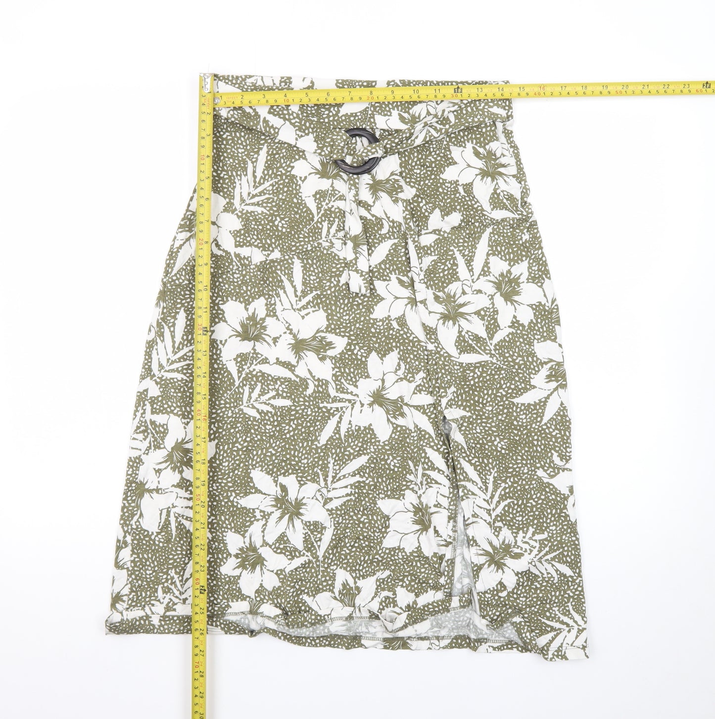 Tu Women Green Floral A-Line Knee Length Cotton Skirt Size 12