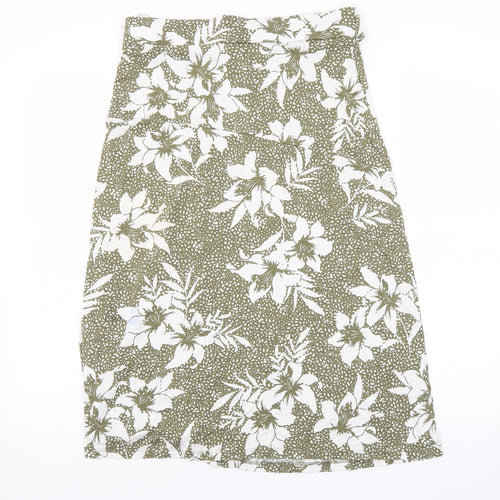 Tu Women Green Floral A-Line Knee Length Cotton Skirt Size 12