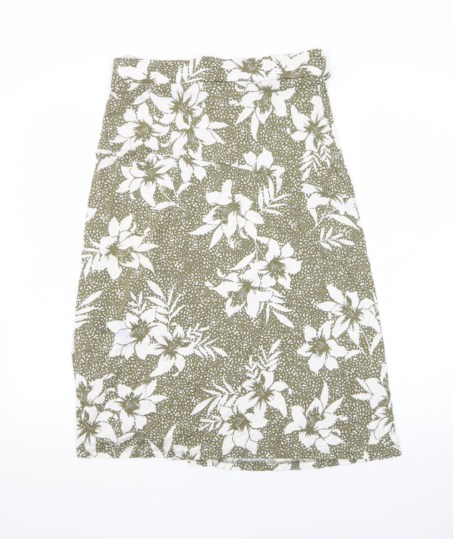 Tu Women Green Floral A-Line Knee Length Cotton Skirt Size 12