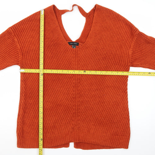 New Look Women’s Orange V-Neck Chunky Knit Jumper Size S