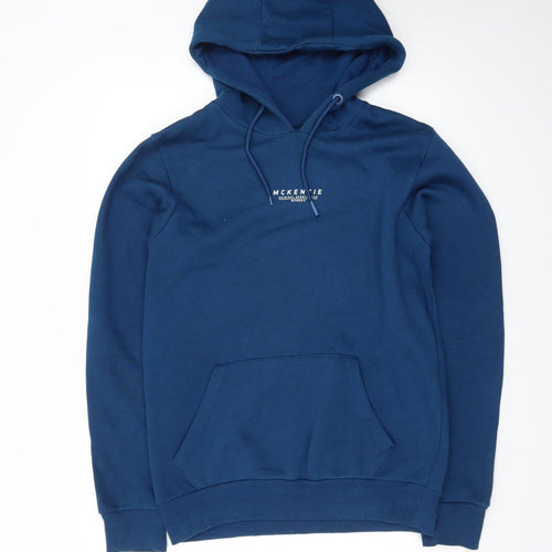 McKenzie Men's Blue Pullover Hoodie Medium Cotton Blend Casual