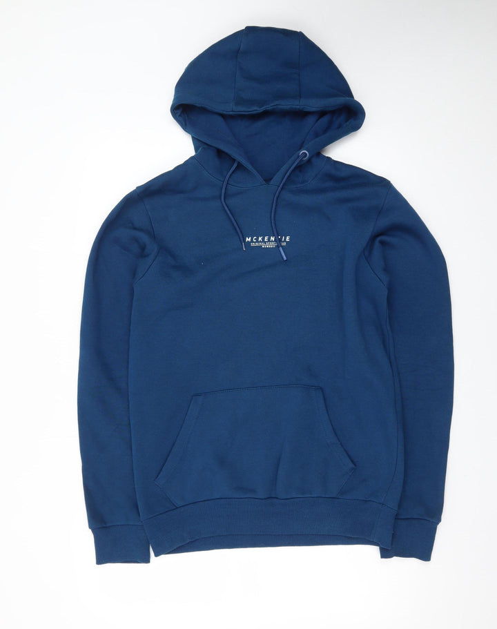 McKenzie Men's Blue Pullover Hoodie Medium Cotton Blend Casual