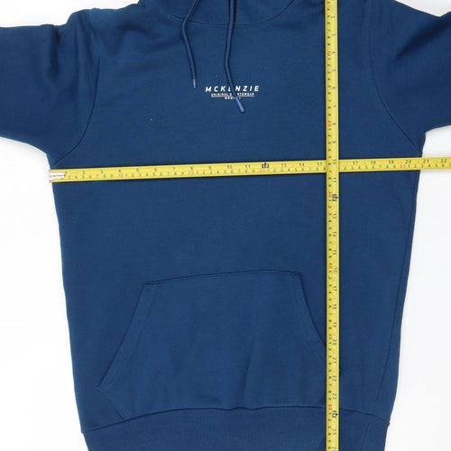 McKenzie Men's Blue Pullover Hoodie Medium Cotton Blend Casual