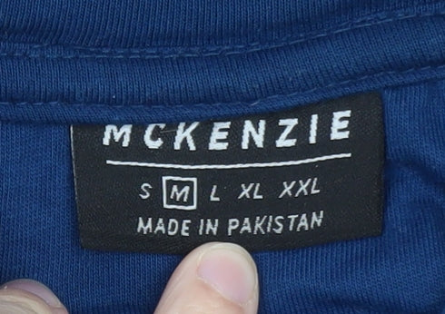 McKenzie Men's Blue Pullover Hoodie Medium Cotton Blend Casual