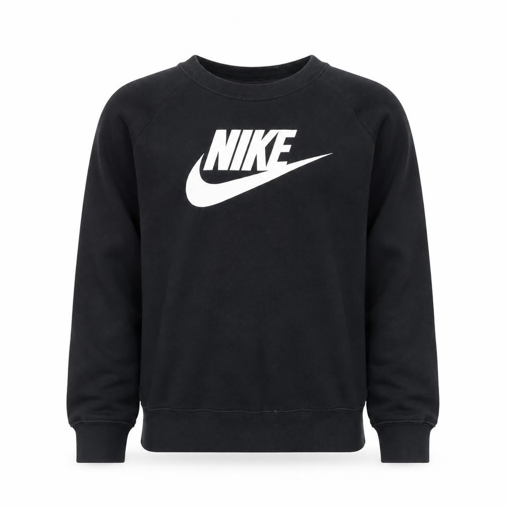 Front view of Nike Men's Black Small Crew Neck Pullover Sweatshirt Regular Fit