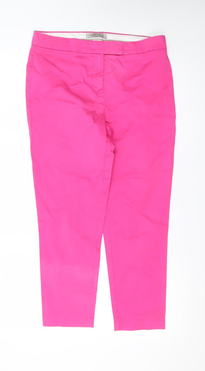 Marks and Spencer Women’s Pink Ankle Trousers Size 12 Cotton Stretch
