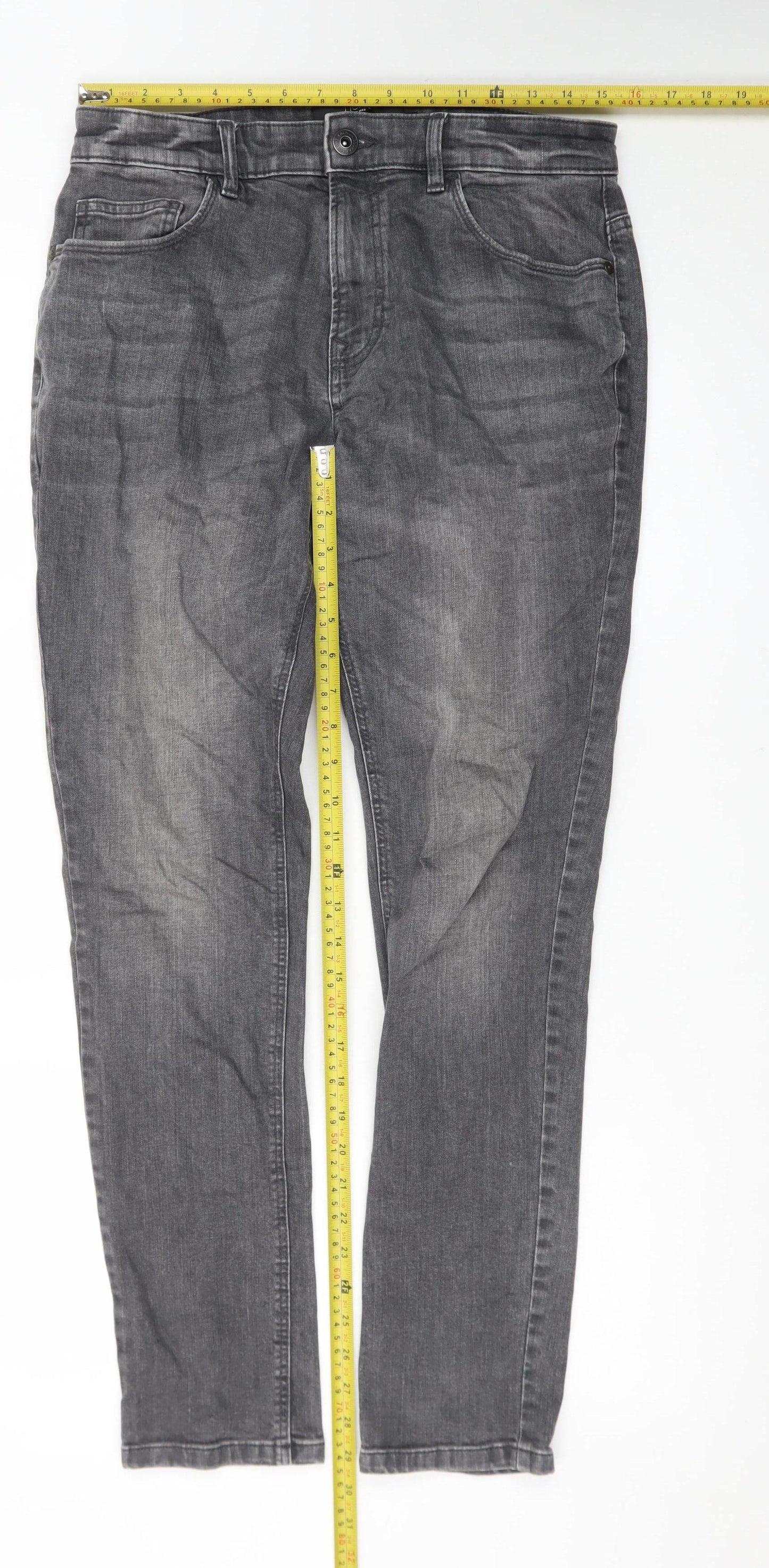 Next Men's Grey Regular Fit Stretch Denim Jeans Size 32W 31L