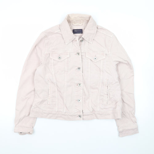 Marks and Spencer Womens Pink Cotton Twill Button Jacket Size 16