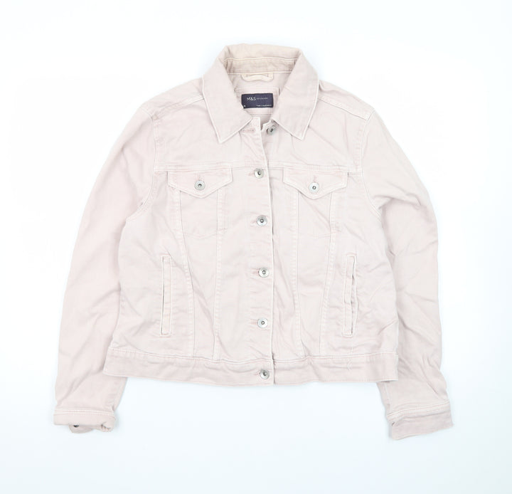 Marks and Spencer Womens Pink Cotton Twill Button Jacket Size 16