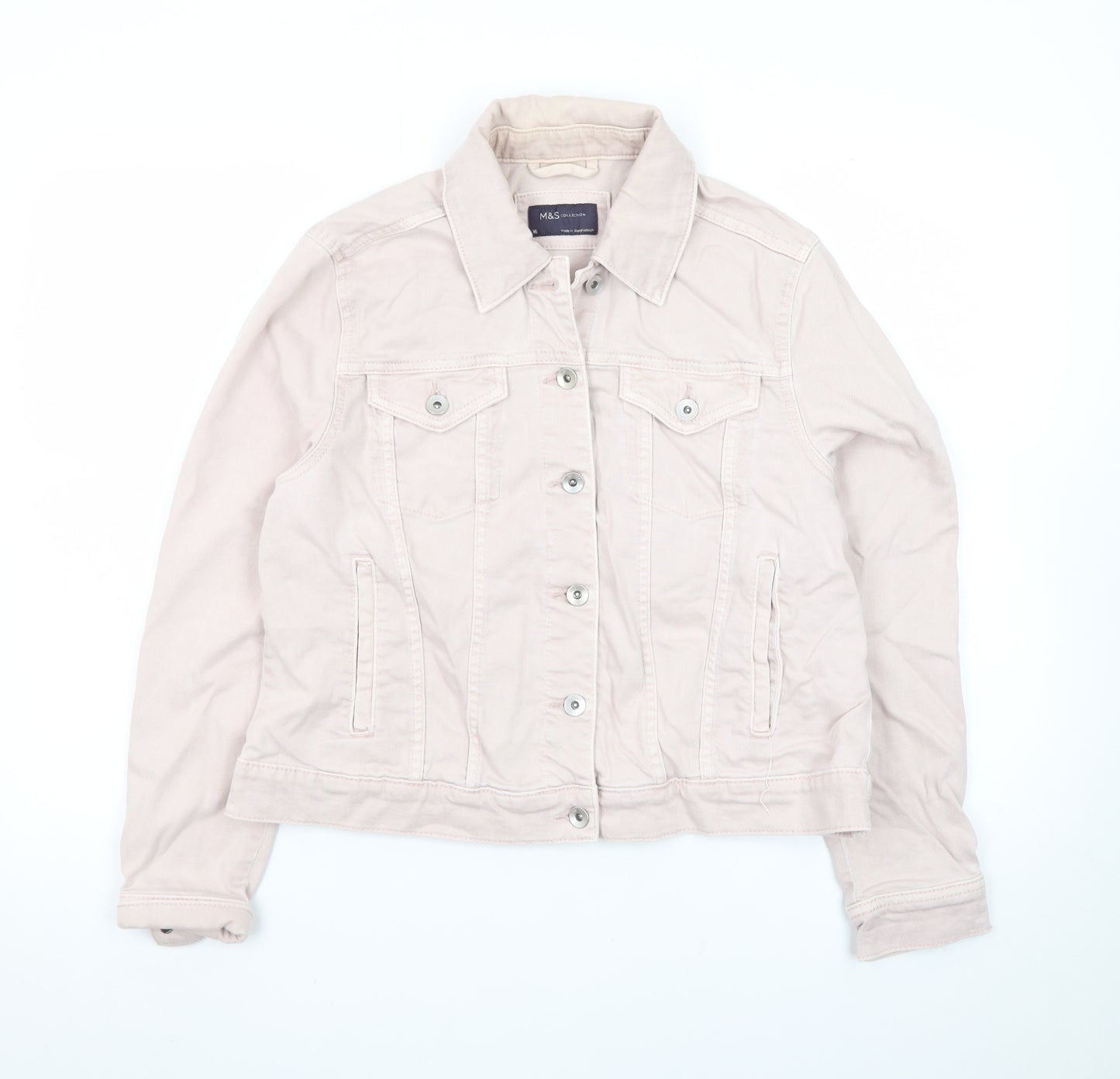 Marks and Spencer Womens Pink Cotton Twill Button Jacket Size 16