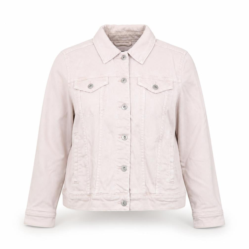 Front view of Marks & Spencer women’s pink cotton twill button jacket, size UK 16