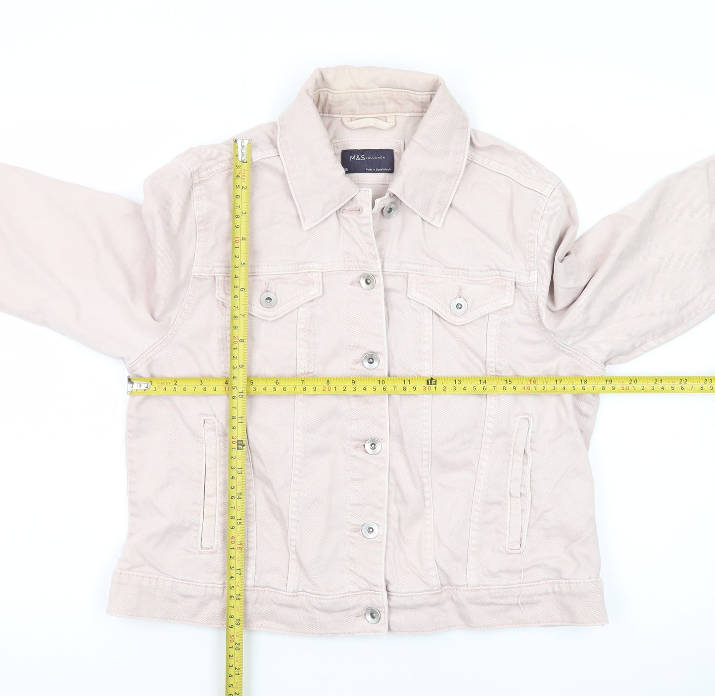 Marks and Spencer Womens Pink Cotton Twill Button Jacket Size 16