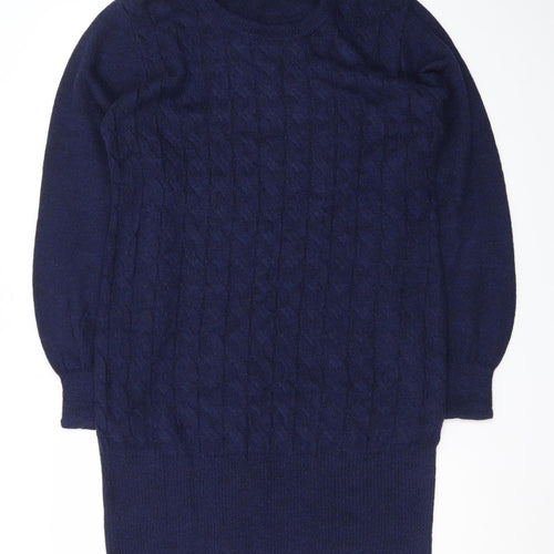 Bodyflirt Boutique Women Blue Cable-Knit Long Sleeve Jumper Size 14